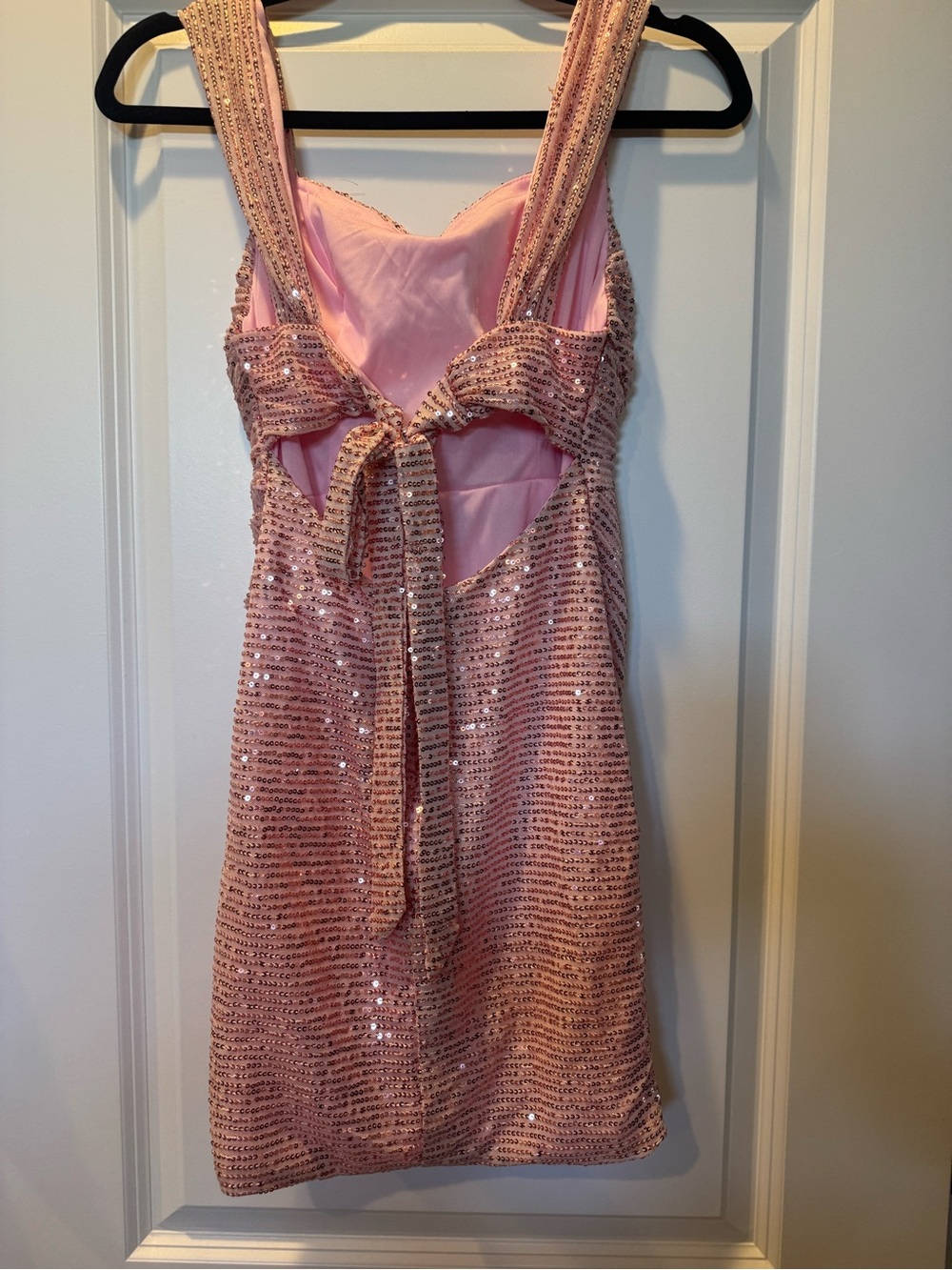 Pink Sequin Ruched Mini Dress - Picture 2 of 2